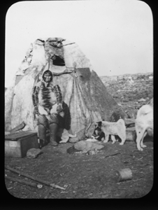 Image: Inuit woman, dog, puppy by tupik